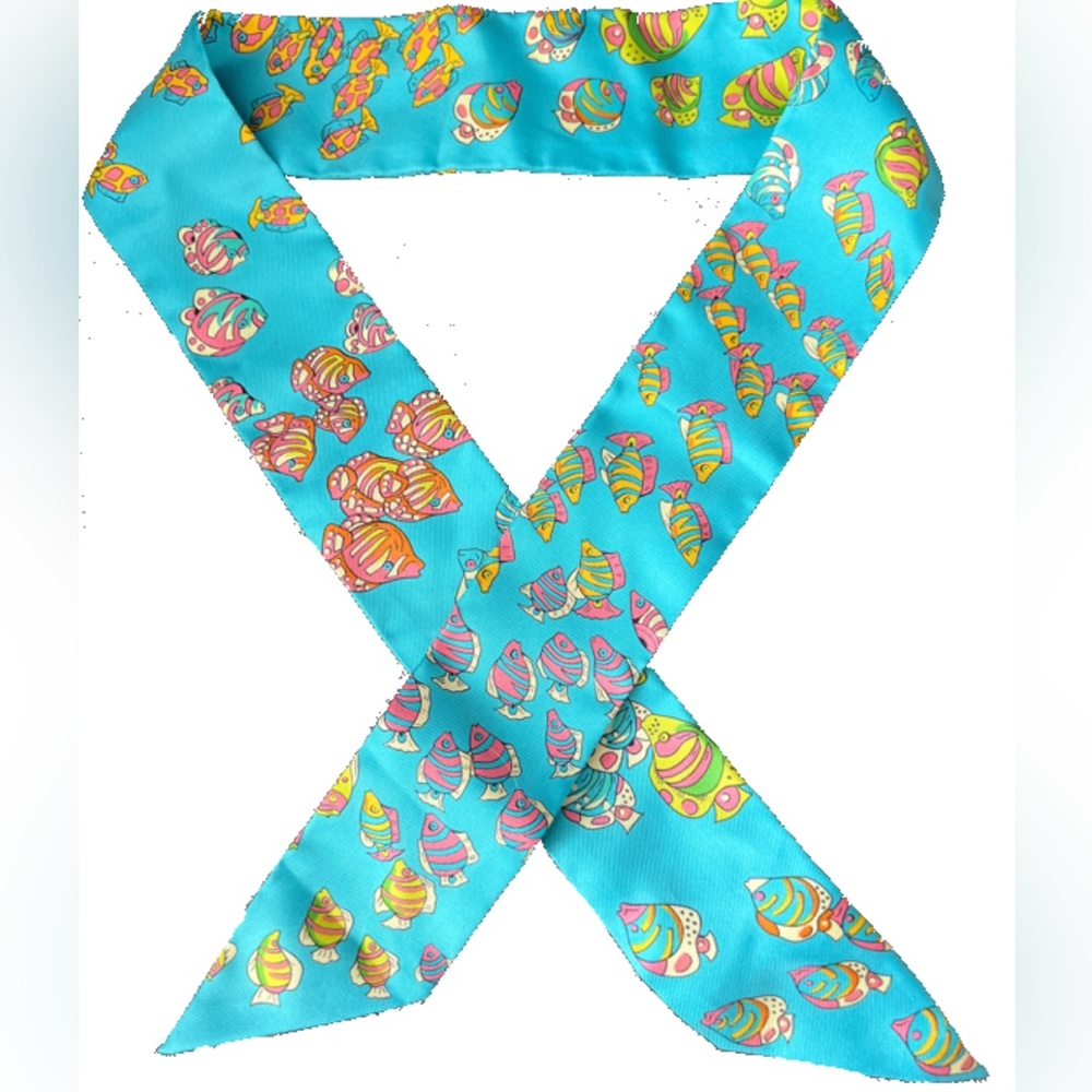 Hermes Twilly Scarf Fish Motif - NWOT Authentic